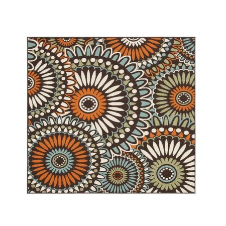 Safavieh 3 x 3 ft. Veranda Square Area Rug Chocolate & Terracotta VER092-0725-3SQ
